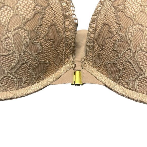Soma Bra Embraceable Enchanting Lace Front Close Push Up Bra 34DD Beige - Picture 3 of 4